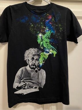 Black Graphic Short Sleeve Tee with Colorful Smoke Print